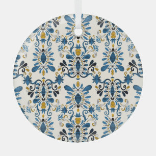 Ikat stropdas-kleurstof, tribale waterverf glas ornament
