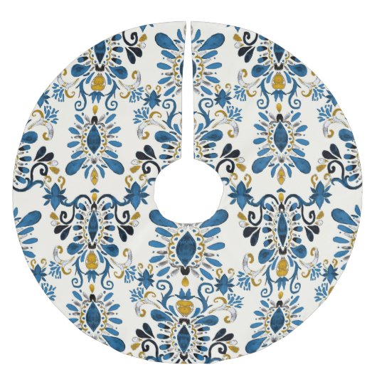 Ikat stropdas-kleurstof, tribale waterverf kerstboom rok (Voorkant)