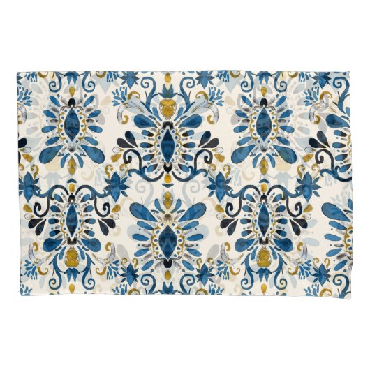 Ikat stropdas-kleurstof, tribale waterverf kussensloop (Voorkant)