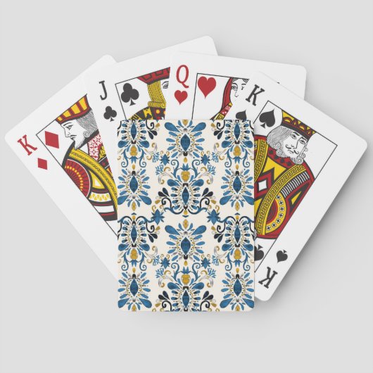 Ikat stropdas-kleurstof, tribale waterverf pokerkaarten (Achterkant)