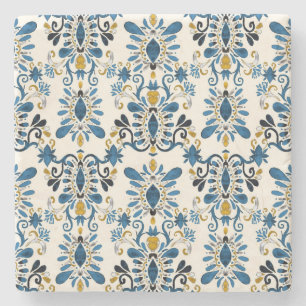 Ikat stropdas-kleurstof, tribale waterverf stenen onderzetter