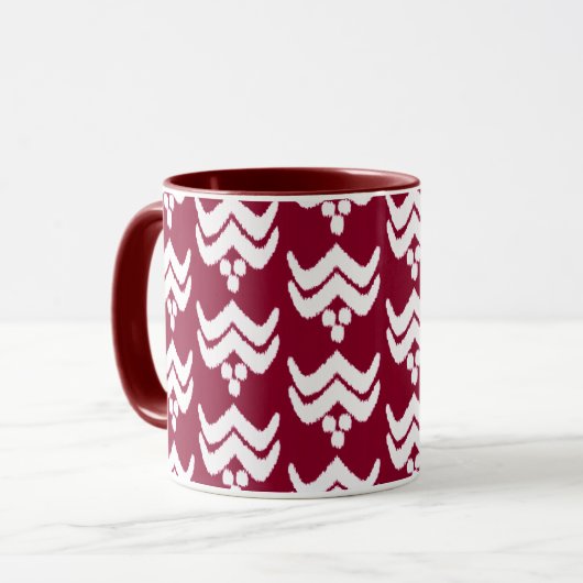 Ikat Stylized Floral - Burgundy and White Mok (Voorkant links)