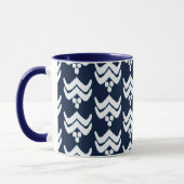 Ikat Stylized Floral - Indigo Blue en White Mok (Links)