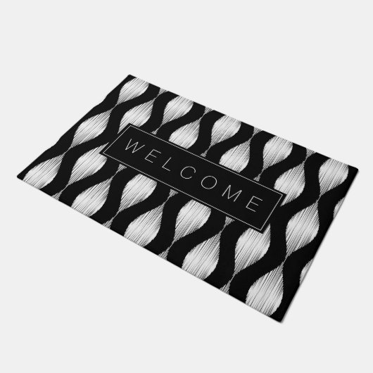 Ikat textielpatroon aangepaste welkom deur mat (Schuin)