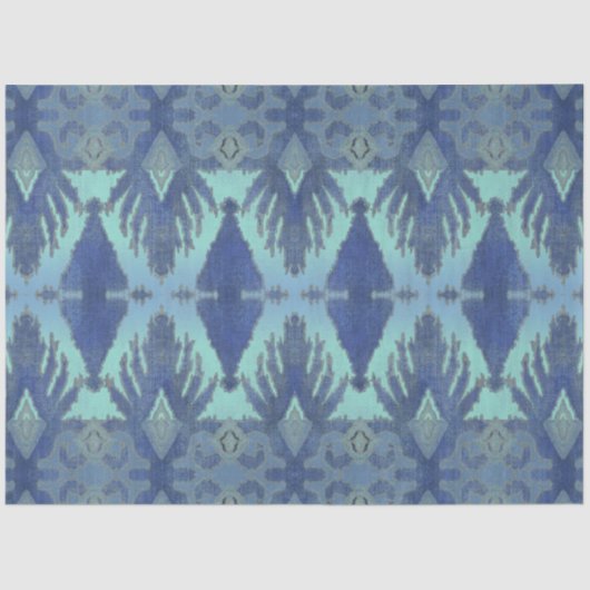 IKAT Tribal Pattern Navy Blue Geometric Decoupage Tissuepapier (Voorkant)
