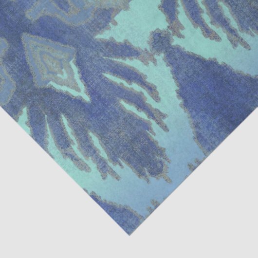 IKAT Tribal Pattern Navy Turquoise Blue Decoupage Tissuepapier (Detail)