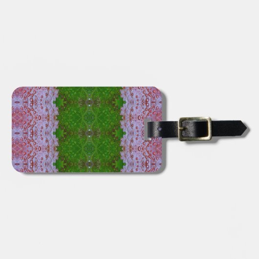Ikat uit brons en groene bladeren bagagelabel (Voorkant horizontaal)