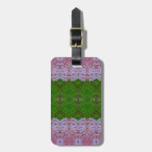 Ikat uit brons en groene bladeren bagagelabel (Voorkant verticaal)
