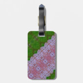 Ikat uit brons en groene bladeren bagagelabel (Achterkant verticaal)