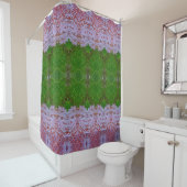 Ikat uit brons en groene bladeren douchegordijn (In situ)