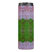 Ikat uit brons en groene bladeren thermosbeker (Achterkant)