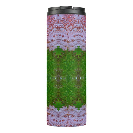 Ikat uit brons en groene bladeren thermosbeker (Achterkant)