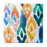 Ikat Waterverf Patroon Tegeltje<br><div class="desc">Op dit keramische teeltje is een prachtig kunstzinnig waterverf-ikatpatroon te zien. De kleuren zijn rijk in tint en het patroon is lichtjes abstract.</div>