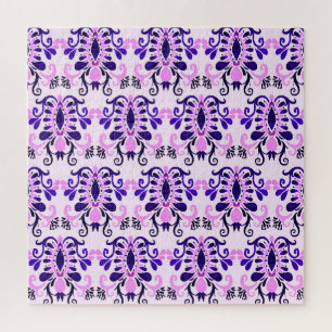 Ikat Waterverf: Tribal etnische naadloos Legpuzzel