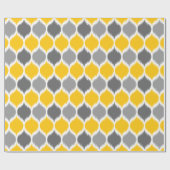 Ikat Weave Motif Yellow en Grey Cadeaupapier (Vlak)
