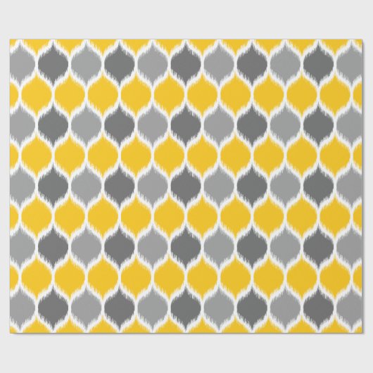 Ikat Weave Motif Yellow en Grey Cadeaupapier (Vlak)