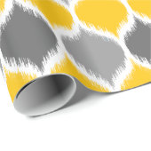 Ikat Weave Motif Yellow en Grey Cadeaupapier (Rol Hoek)