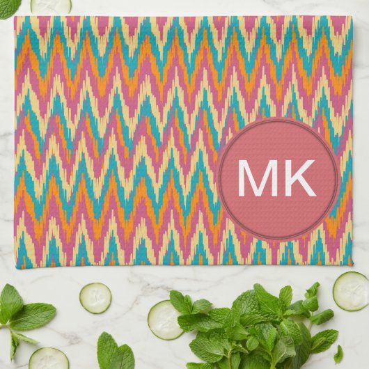 iKat Zigzag Design Spice Colors Theedoek (Gevouwen)