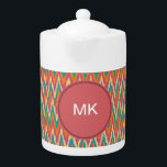 iKat Zigzag Design Spice Colors Theepot<br><div class="desc">Kleuren van culinaire inspiratie, die spiraalvormige kleuren combineren met frisse tinten. Het effect troost maar omvat nog poppen van onverwachte kleur om het palet te wekken. Spicy koraal, meloen brandy, kaneelappel, stoffige roze en gebakken baksteen staan op tegen tart en onrijpe groene banaan. Wij hebben alle afbeeldingen die in dit...</div>