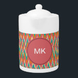 iKat Zigzag Design Spice Colors Theepot<br><div class="desc">Kleuren van culinaire inspiratie, die spiraalvormige kleuren combineren met frisse tinten. Het effect troost maar omvat nog poppen van onverwachte kleur om het palet te wekken. Spicy koraal, meloen brandy, kaneelappel, stoffige roze en gebakken baksteen staan op tegen tart en onrijpe groene banaan. Wij hebben alle afbeeldingen die in dit...</div>