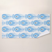 Ikatpatroon in blauw en wit badhanddoek (Badhanddoek)