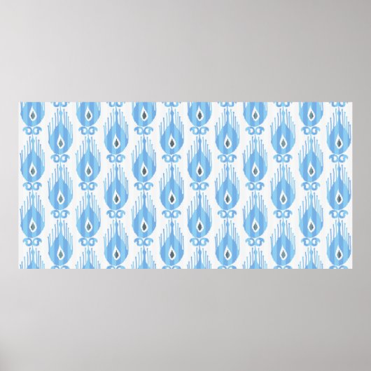 Ikatpatroon in blauw en wit poster (Voorkant)