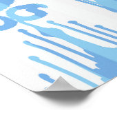 Ikatpatroon in blauw en wit poster (Hoek)