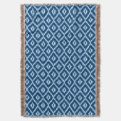 Ikatpatroon - Indigoblauw en bleek ijsblauw Deken (Voorkant Verticaal)