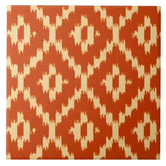 Ikatpatroon - Mandarijns sinaasappel en koraal Tegeltje (Voorkant)