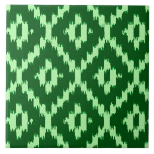 Ikatpatroon - Pijngroen en bleek groen Tegeltje