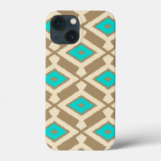 Ikatpatroon - Turquoise, Taupe en Beige Case-Mate iPhone Case (Achterkant)