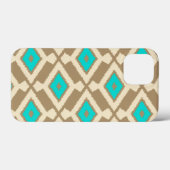 Ikatpatroon - Turquoise, Taupe en Beige Case-Mate iPhone Case (Achterkant (horizontaal))
