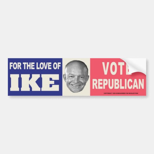 IKE Stemming  Republikeinse Bumpersticker 1956 (Voorkant)