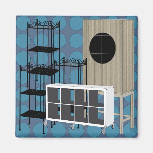 IKEA meubels planken blauwe magneet (Voorkant)