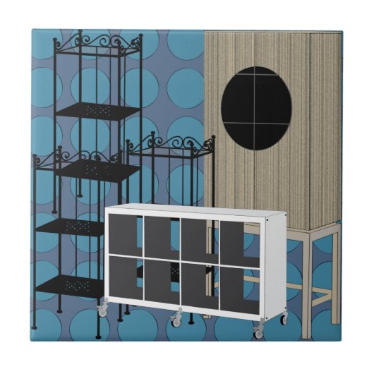 IKEA Meubels Planken Blauwe Planken Tegeltje (Voorkant)