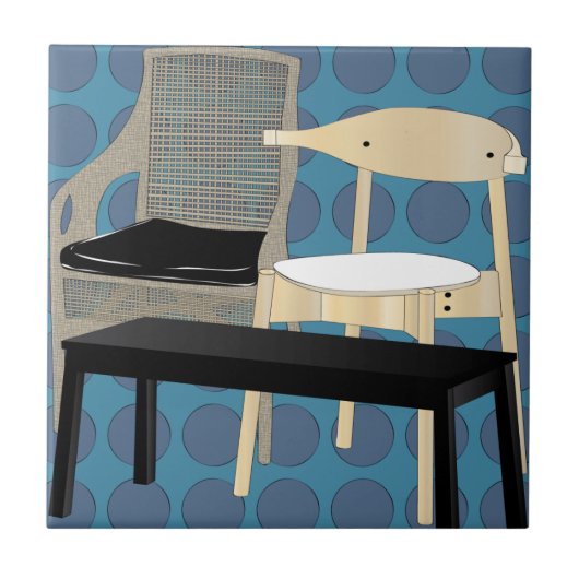 IKEA meubelstoelen Blauwe Tegel Tegeltje (Voorkant)