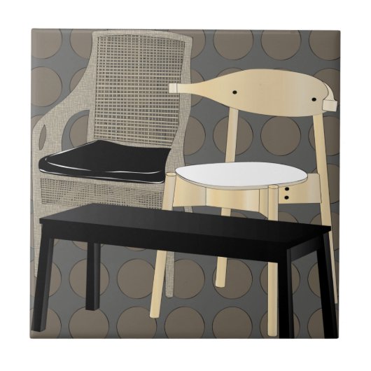 IKEA meubelstoelen bruine Tegel Tegeltje (Voorkant)