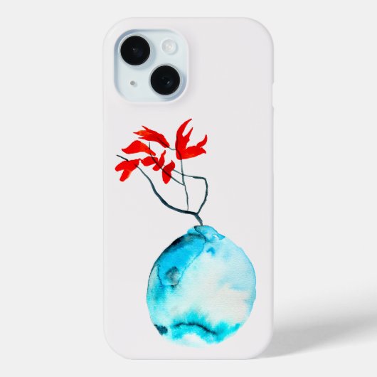 Ikebana aquarel blauwe vaas Case-Mate iPhone case (Achterkant)