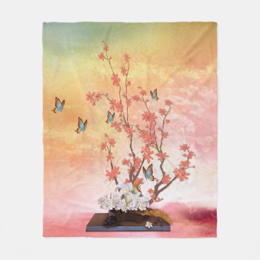 Ikebana-beeldscherm Fleece Deken (Voorkant)