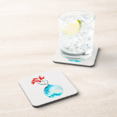 Ikebana blauw vaas waterverf kunst bier onderzetter (Rechterzijde)