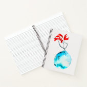 Ikebana blauw vaas waterverf kunst notitieboek (Binnen)