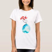 Ikebana blauw vaas waterverf kunst t-shirt (Voorkant)