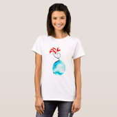 Ikebana blauw vaas waterverf kunst t-shirt (Voorkant volledig)
