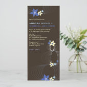 Ikebana Blue Frangipani tropical Wedding Invite Kaart (Staand voorkant)