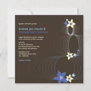 Ikebana Blue Frangipani tropical Wedding Invite Kaart