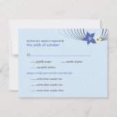 Ikebana Frangipani Blue Tropical Flower Wedding RSVP Kaartje (Voorkant)