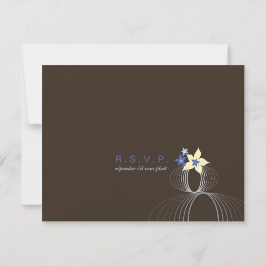 Ikebana Frangipani Blue Tropical Flower Wedding RSVP Kaartje (Achterkant)