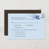 Ikebana Frangipani Blue Tropical Flower Wedding RSVP Kaartje (Voorkant / Achterkant)