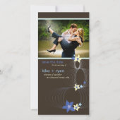 Ikebana Frangipani Blue Tropical Flower Wedding Save The Date (Voorkant)