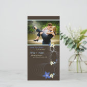 Ikebana Frangipani Blue Tropical Flower Wedding Save The Date (Staand voorkant)